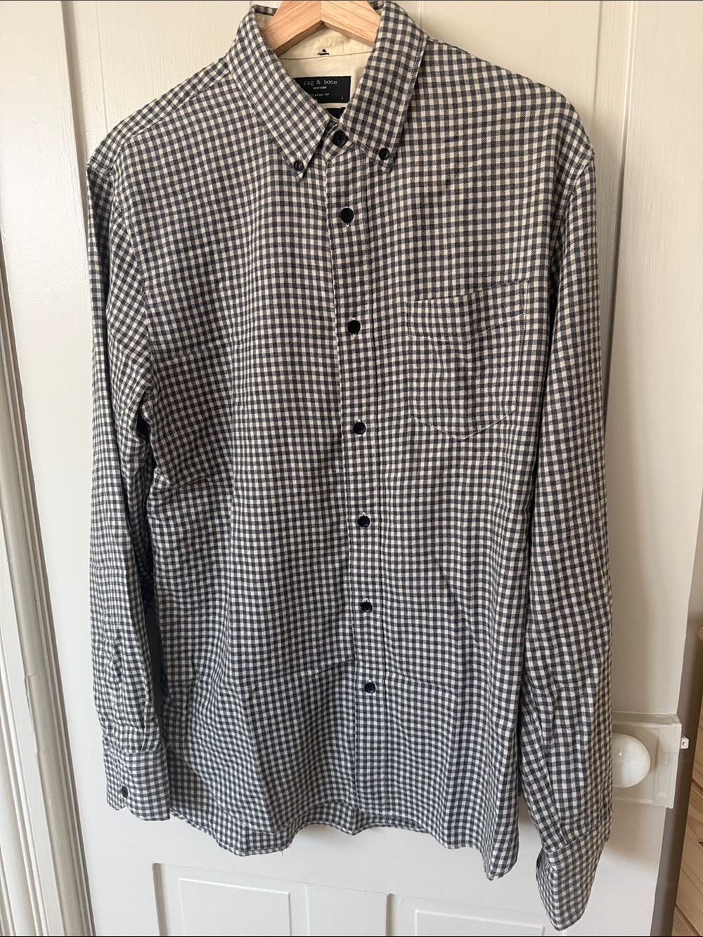 rag & bone Black and White Gingham Button-Down Shirt